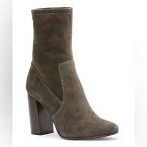 FRYE Mina Stretch Short Suede Bootie Shoes Smoke 9M Ret: $398